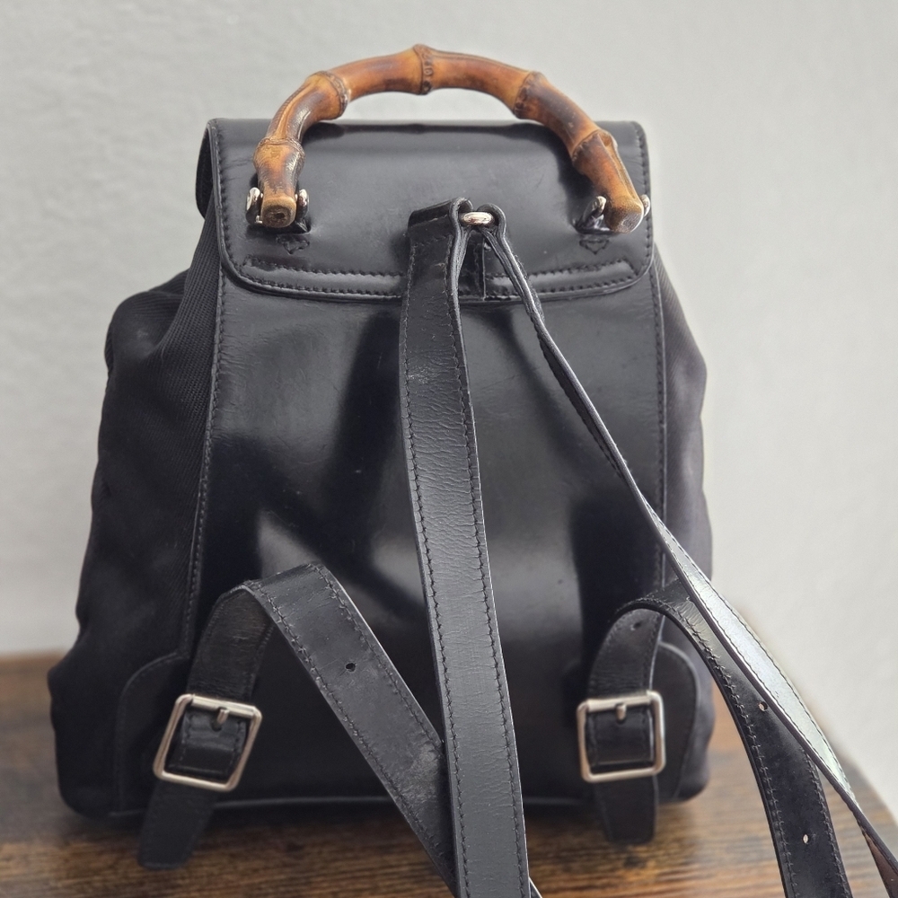 Gucci Vintage Bamboo Leather and Nylon Mini Backpack - Picture 5 of 15